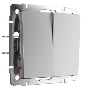 Выключатель двухклавишный проходной Werkel W1122006 Серебряный глянцевый