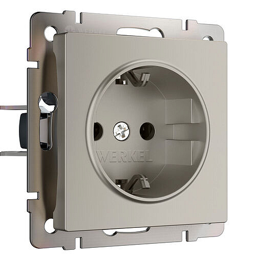 Розетка влагозащищенная с заземлением и шторками Werkel W1271104 Дымчатый матовый