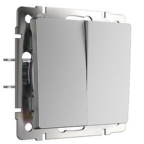 Перекрестный переключатель двухклавишный Werkel W1123008 Серебряный глянцевый