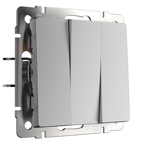 Выключатель трехклавишный Werkel W1130065 Серебряный матовый