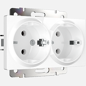 Розетка двойная с заземлением Werkel W1172001 Белый глянцевый