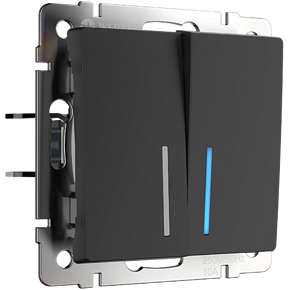 Выключатель двухклавишный с подсветкой Werkel W1120108 Черный матовый