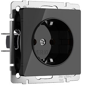 Розетка с заземлением Werkel W1171048 Черный акрил
