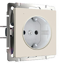Розетка с белой подсветкой и заземлением Werkel W1171462 Айвори матовый