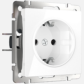 Розетка с заземлением, безвинтовой зажим Werkel W1171301 Белый глянцевый