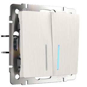 Выключатель Двухклавишный с подсветкой Werkel W1120113 Перламутровый рифленый