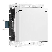 Розетка влагозащищенная с заземлением с защитной крышкой и шторками Werkel W1171261 Белый матовый