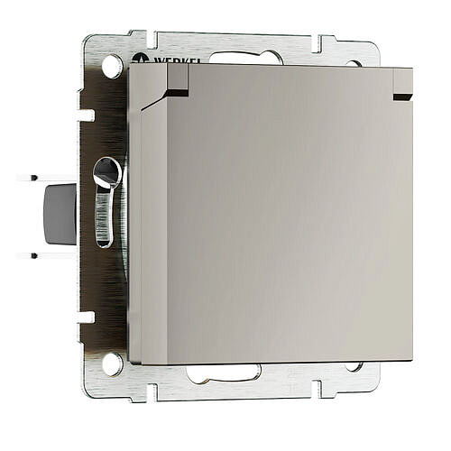 Розетка влагозащ. с зазем. с защит. крышкой и шторками Werkel W1271204 Дымчатый матовый