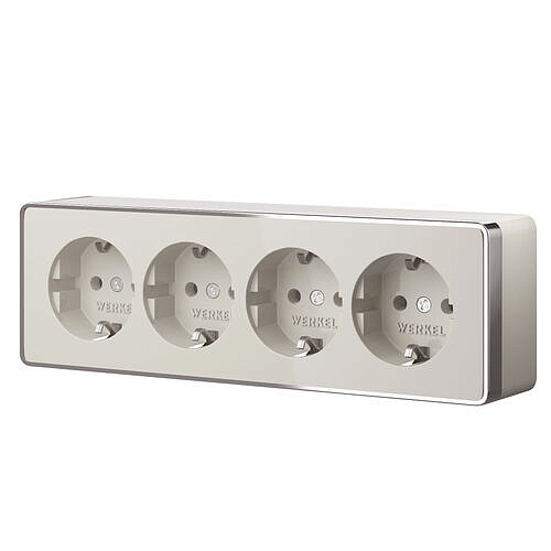 Розетка четверная с заземлением и шторками Gallant W5072204 Слоновая Кость