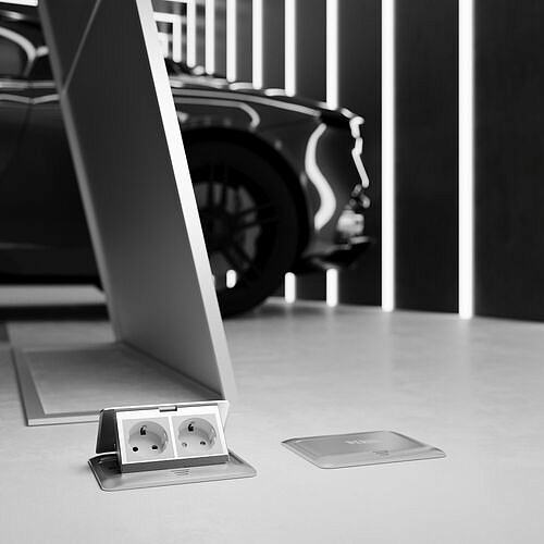 Выдвижной блок (Лючок) на 4 модуля Werkel W8074065 (серебряный)