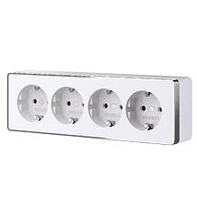 Розетка четверная с заземлением и шторками Gallant  W5072210 Белая