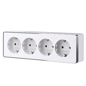 Розетка четверная с заземлением и шторками Gallant  W5072210 Белая
