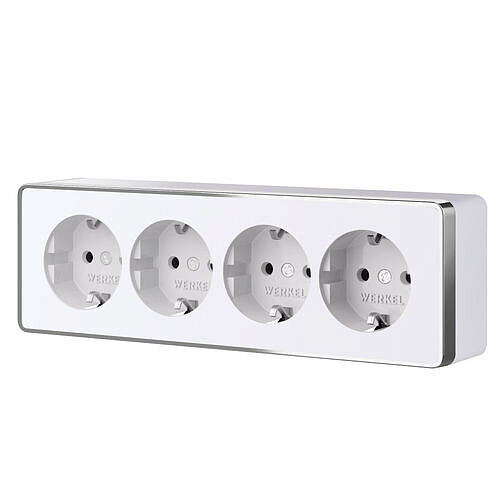 Розетка четверная с заземлением и шторками Gallant  W5072210 Белая