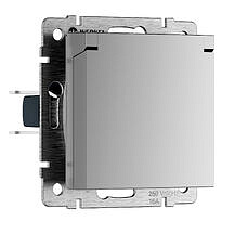 Розетка влагозащищенная с заземлением с защитной крышкой и шторками Werkel W1171206 Серебряный глянцевый