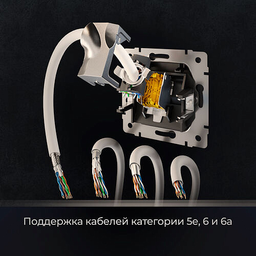 Розетка Ethernet RJ-45 cat. 6A Werkel W5120108 Черный матовый